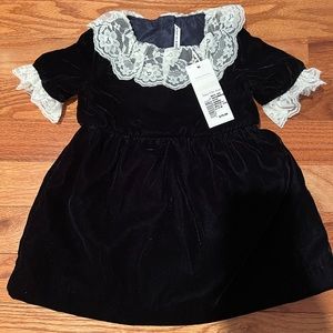 NWT Janie & Jack Navy Velvet and Lace Dress